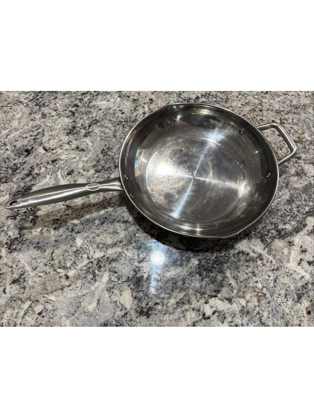 David Burke 12 inch Stainless Steel Sautee Fry Pan 2 handle pour spout Induction